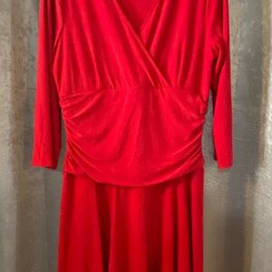 Chic Long Sleeve Red Dress